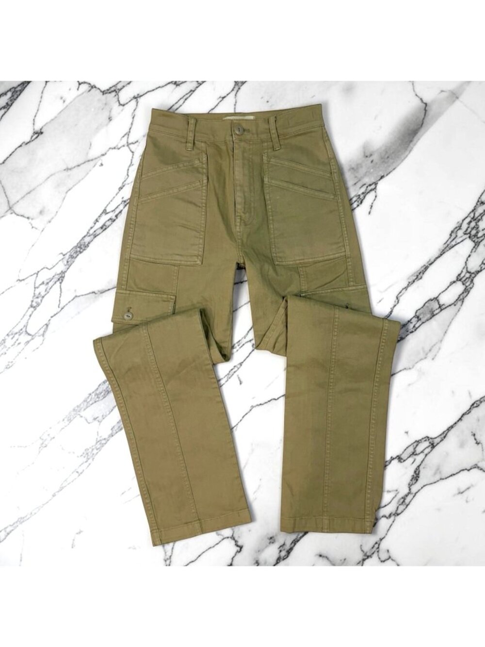 Madewell 90's Straight Cargo Pants Size 23 Waist Garment Dyed Ash Green NN411 - Picture 1 of 12